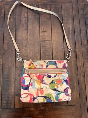 COACH 23376 Poppy Hippie HOBO SHOULDER BAG TOTE SATCHEL C STAMPED RAINBOW